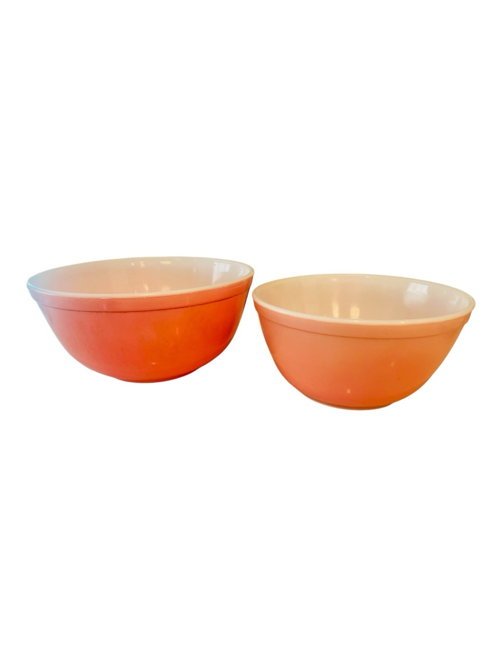 Vintage Pyrex Flamingo Pink Nesting Mixing Bowls 401 & 402 Milk Glass Ovenware